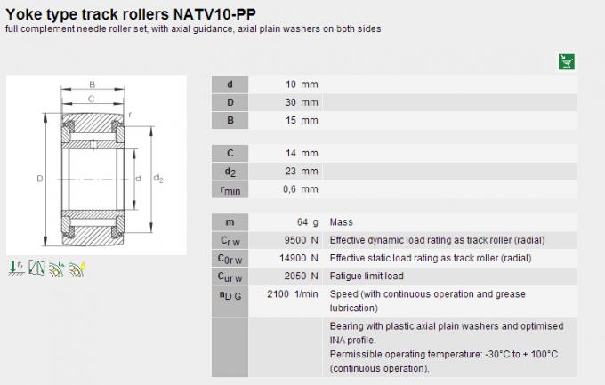Подшипники ролика иглы простых шайб NATV10PP для печатной машины 0