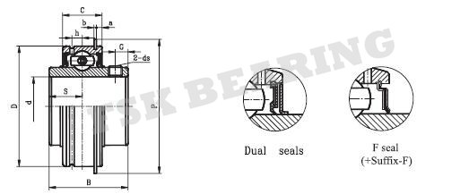 СЭР205, кольцо шарикоподшипника вставки СЭР205-16 наружное с пружинным кольцом для обрабатывать землю 2