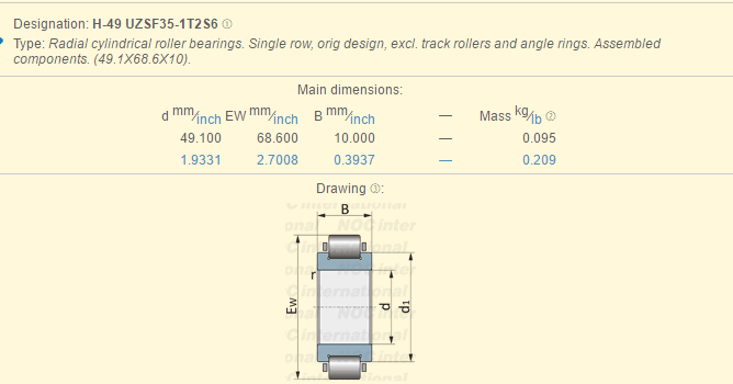Европейский подшипник х 49 УЗСФ35 1Т2С6 рынка эксцентричный для редуктора 49.1мм× 68.6мм× 10мм 0