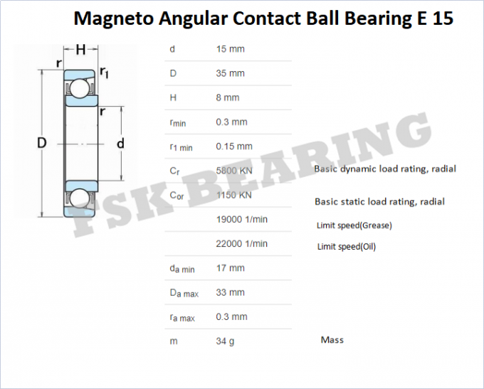 Магнето e 15 угловое контактирует шарикоподшипник для клетки гравировального станка латунной 0